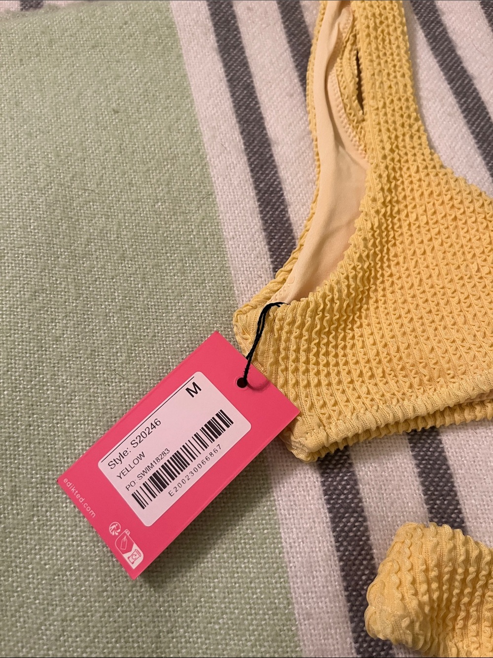 Edikted Yellow Ribbed Bikini Bottom - Picture 6 of 6
